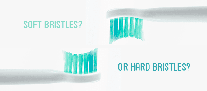 Photo of two toothbrush heads - are soft bristles or hard bristles better? How to choose the right toothbrush for you.