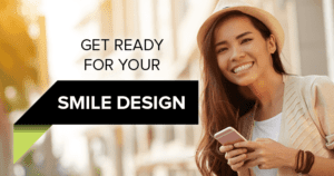 Woman smiling on cell phone for smile design